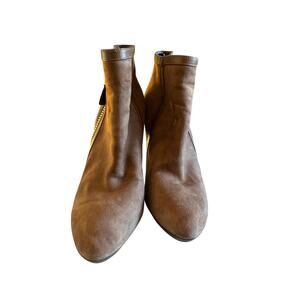 Tom Ford Brown Suede Gold Zip Detail Ankle Boots